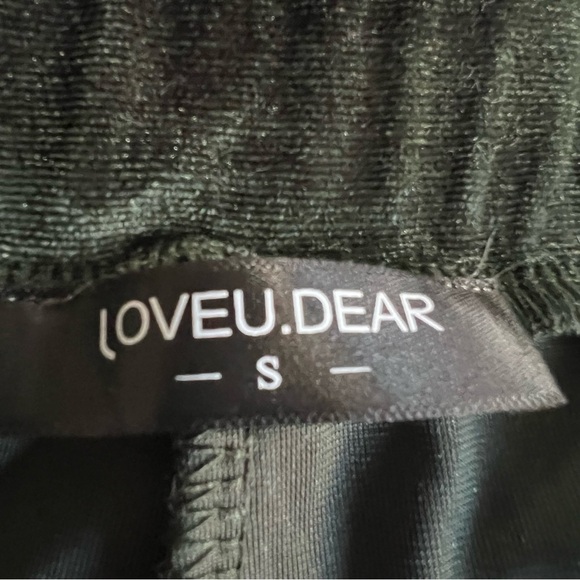 LoveU.Dear Velvet Wide Leg High Waisted Pants Hunter Green SZ S - Picture 6 of 7